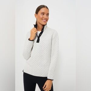 Marine Layer Corbet Pullover Women XS Quilted Reversible Gray Black Button Soft